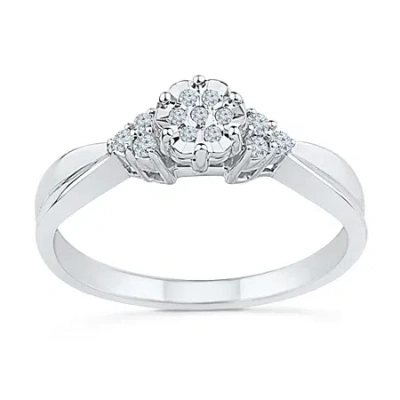 Modern Bride Promise My Love Womens 1/10 Ct. T.w. Natural White Diamond Sterling Silver Round Promise Ring