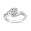 Modern Bride Promise My Love Womens 1/3 Ct. T.w. Natural White Diamond Sterling Silver Round Promise Ring In Metallic