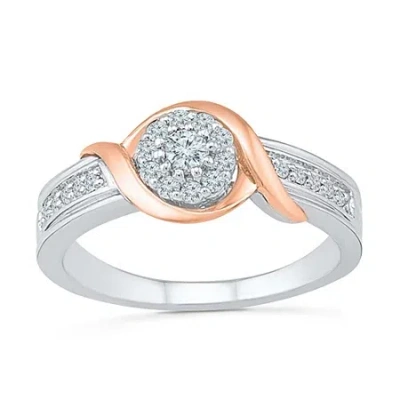 Modern Bride Promise My Love Womens 1/4 Ct. T.w. Natural White Diamond 10k Rose Gold Over Silver Sterling Silver  In Metallic