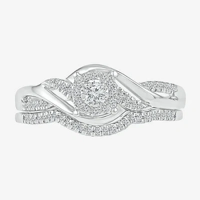 Modern Bride Promise My Love Womens 1/4 Ct. T.w. Natural White Diamond Sterling Silver Round Promise Ring In Transparent