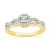 Modern Bride Promise My Love Womens 1/5 Ct. Natural White Diamond 10k Gold Round Side Stone Halo Promise Ring In Gold