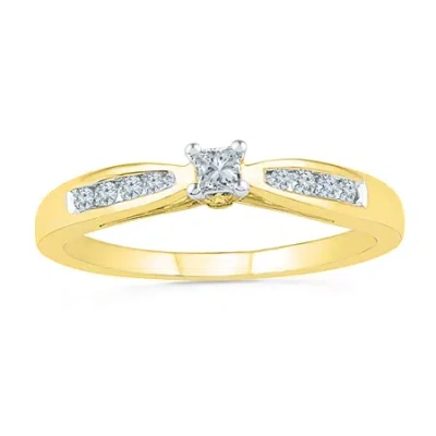 Modern Bride Promise My Love Womens 1/5 Ct. Natural White Diamond 10k Gold Side Stone Promise Ring In Transparent