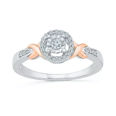 Modern Bride Promise My Love Womens 1/5 Ct. Natural White Diamond 10k Rose Gold Sterling Silver Round Side Stone  In Multi