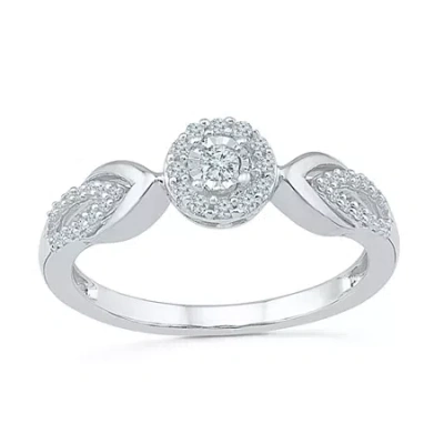 Modern Bride Promise My Love Womens 1/5 Ct. Natural White Diamond Sterling Silver Round Promise Ring In Transparent