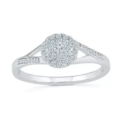 Modern Bride Promise My Love Womens 1/5 Ct. Natural White Diamond Sterling Silver Round Side Stone Promise Ring In Transparent