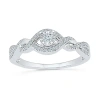 Modern Bride Promise My Love Womens 1/5 Ct. Natural White Diamond Sterling Silver Round Side Stone Promise Ring In Silver