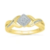 Modern Bride Promise My Love Womens 1/5 Ct. Natural White Diamond Sterling Silver Side Stone Halo Promise Ring In Gold