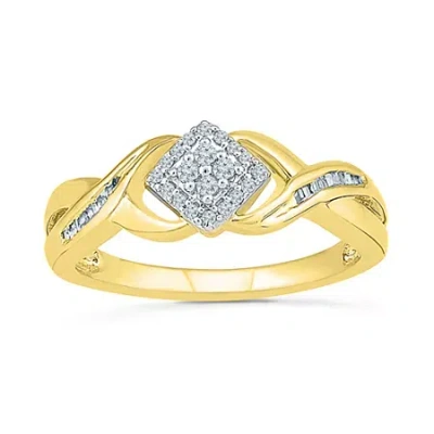 Modern Bride Promise My Love Womens 1/5 Ct. Natural White Diamond Sterling Silver Side Stone Halo Promise Ring In Transparent