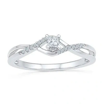 Modern Bride Promise My Love Womens 1/6 Ct. T.w. Natural White Diamond 10k Gold Crossover Promise Ring