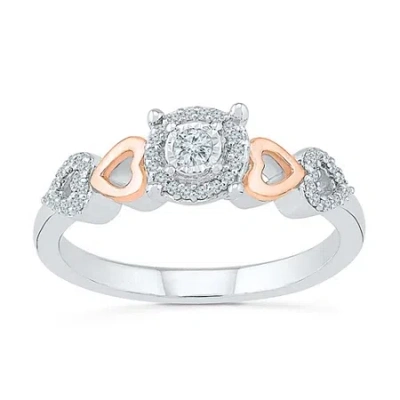 Modern Bride Promise My Love Womens 1/6 Ct. T.w. Natural White Diamond 10k Rose Gold Over Silver Sterling Silver  In Metallic
