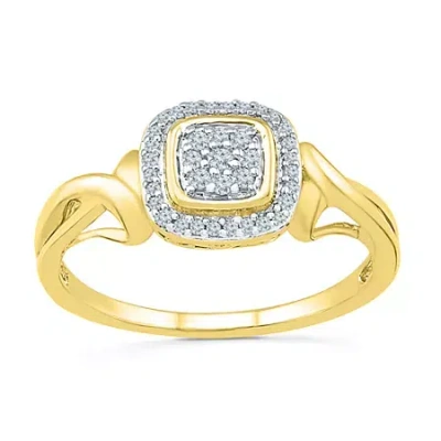 Modern Bride Promise My Love Womens 1/6 Ct. T.w. Natural White Diamond Sterling Silver Cushion Halo Promise Ring In Transparent