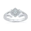 Modern Bride Promise My Love Womens 1/6 Ct. T.w. Natural White Diamond Sterling Silver Halo Promise Ring In Transparent
