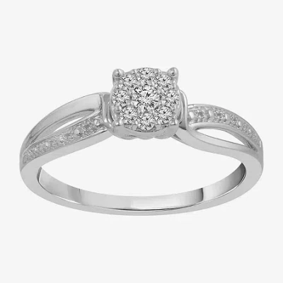 Modern Bride Promise My Love Womens 1/6 Ct. T.w. Natural White Diamond Sterling Silver Round Promise Ring