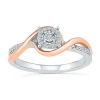 Modern Bride Promise My Love Womens 1/8 Ct. T.w. Natural White Diamond Sterling Silver Round Halo Promise Ring In Multi