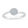 Modern Bride Promise My Love Womens 1/8 Ct. T.w. Natural White Diamond Sterling Silver Round Halo Promise Ring In White