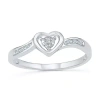 Modern Bride Promise My Love Womens Diamond Accent Natural White Diamond 10k Gold Heart Side Stone Promise Ring In White
