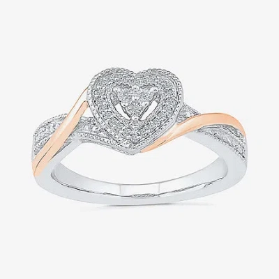 Modern Bride Promise My Love Womens Diamond Accent Natural White Diamond 10k Gold Over Silver Heart Crossover Sid In Multi