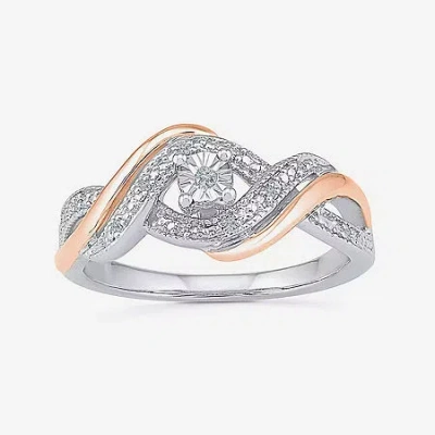 Modern Bride Promise My Love Womens Diamond Accent Natural White Diamond 10k Rose Gold Over Silver Round Crossove In Multi