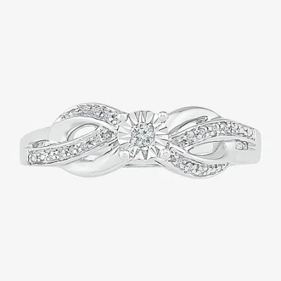 Modern Bride Promise My Love Womens Diamond Accent Natural White Diamond Sterling Silver Round Crossover Side Sto