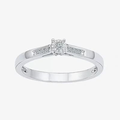 Modern Bride Promise My Love Womens Diamond Accent Natural White Diamond Sterling Silver Round Promise Ring In Transparent