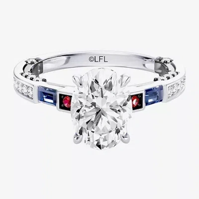 Modern Bride R2-d2 (f / Si1) Womens 1 3/4 Ct. T.w. Lab Grown White Diamond 10k Gold Oval Star Wars Side Stone Eng In Metallic