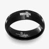 Modern Bride Sideways Mens 6mm Diamond Accent Natural White Diamond Stainless Steel Cross Wedding Band In Black