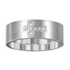 Modern Bride Sideways Mens 6mm Diamond Accent Natural White Diamond Titanium Cross Wedding Band In Transparent
