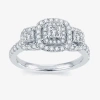 Modern Bride Signature 1 Ct.t.w. Natural Diamond 14k White Gold 3-stone Princess-cut Ring In White