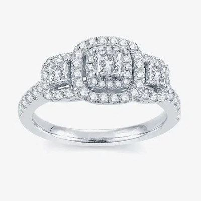 Modern Bride Signature 1 Ct.t.w. Natural Diamond 14k White Gold 3-stone Princess-cut Ring