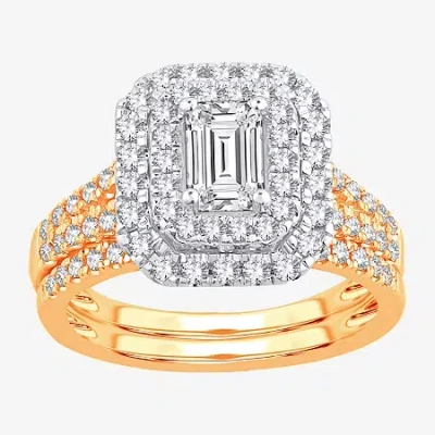 Modern Bride Signature By  1 1/2 Ct. T.w. Lab-grown (h-i / Si1-si2) Diamond 10k Or 14k Gold Emerald H