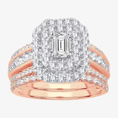 Modern Bride Signature By  2 Ct.t.w. Lab-grown (h-i / Si1-si2) Diamond Engagement Ring In 10k Or 14k  In Pink