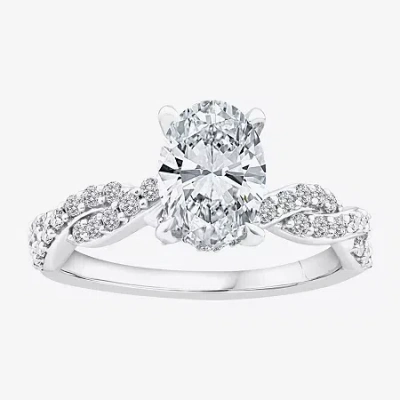 Modern Bride Signature By  (f / Vs2) Womens 2 Ct. T.w. Lab Grown White Diamond 10k White Gold Side St In Silver