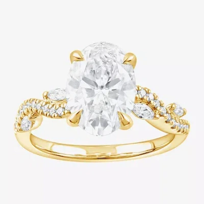 Modern Bride Signature By  (f / Vs2) Womens 3 1/4 Ct. T.w. Lab Grown White Diamond 14k Gold Oval Side
