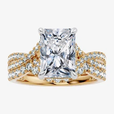 Modern Bride Signature By  (f-g / Vs2-si1) Womens 3 1/2 Ct. T.w Lab Grown White Diamond 10k Gold Rect In Yellow