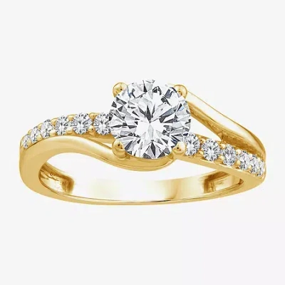 Modern Bride Signature By  (f/vs2) Womens 1 1/2 Ct. T.w. Lab Grown White Diamond 10k Gold Side Stone  In Yellow