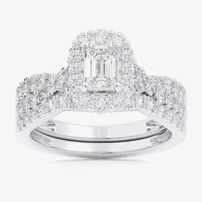 Modern Bride Signature By  (g-h / Si1-si2) Womens 1 1/3 Ct. T.w. Lab Grown White Diamond 10k White Go In Silver