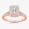 Modern Bride Signature By  (g-h / Si1-si2) Womens 1 3/8 Ct. T.w. Lab Grown White Diamond 14k Gold Eme In Pink