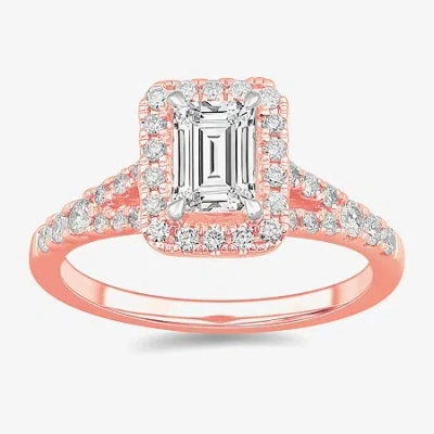 Modern Bride Signature By  (g-h / Si1-si2) Womens 1 3/8 Ct. T.w. Lab Grown White Diamond 14k Gold Eme In Pink