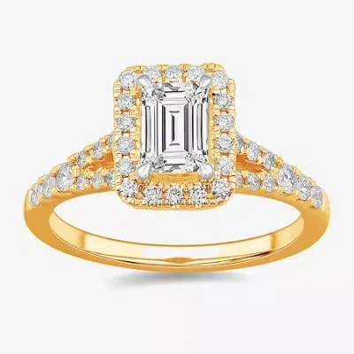 Modern Bride Signature By  (g-h / Si1-si2) Womens 1 3/8 Ct. T.w. Lab Grown White Diamond 14k Gold Eme