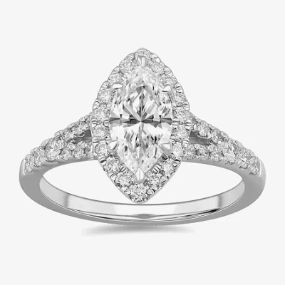 Modern Bride Signature By  (g-h / Si1-si2) Womens 1 3/8 Ct. T.w. Lab Grown White Diamond 14k Gold Mar In Metallic