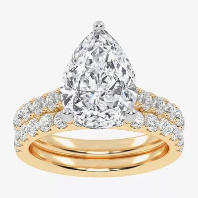 Modern Bride Signature By  (g-h / Si1-si2) Womens 4 Ct. T.w. Lab Grown White Diamond 14k White Gold P In Yellow