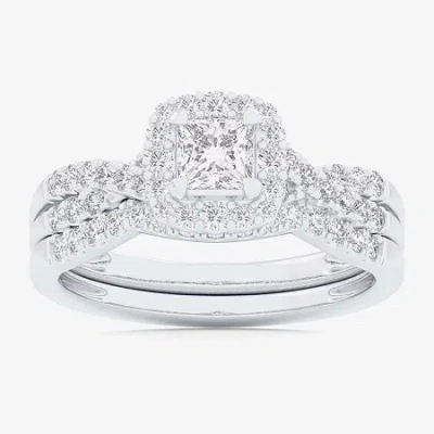 Modern Bride Signature By  (g-h / Si1-si2) Womens 7/8 Ct. T.w. Lab Grown White Diamond 10k Gold Cushi In Silver