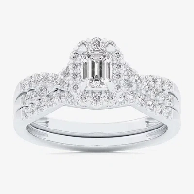 Modern Bride Signature By  (g-h / Si1-si2) Womens 7/8 Ct. T.w. Lab Grown White Diamond 10k White Gold In Silver