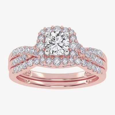 Modern Bride Signature By  (g-h / Si1-si2) Womens 7/8 Ct. T.w. Lab Grown White Diamond 10k White Gold In Pink