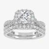 Modern Bride Signature By  (g-h / Si1-si2) Womens Lab Grown White Diamond 10k White Gold Round Side S In Silver