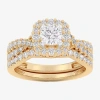 Modern Bride Signature By  (g-h / Si1-si2) Womens Lab Grown White Diamond 10k White Gold Round Side S In Gold