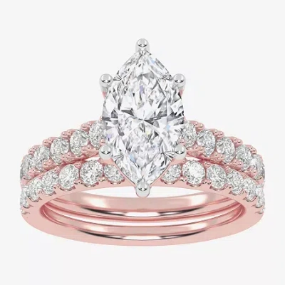 Modern Bride Signature By  (g-h / Vs2-si1) Womens 2 1/2 Ct. T.w. Lab Grown White Diamond 14k Gold Mar In Pink