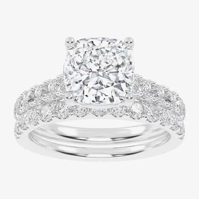 Modern Bride Signature By  (g-h / Vs2-si1) Womens 3 Ct. T.w. Lab Grown White Diamond 14k Gold Cushion In Metallic