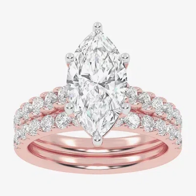 Modern Bride Signature By  (g-h / Vs2-si1) Womens 3 Ct. T.w. Lab Grown White Diamond 14k Gold Marquis In Pink