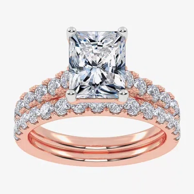 Modern Bride Signature By  (g-h / Vs2-si1) Womens 3 Ct. T.w. Lab Grown White Diamond 14k Gold Side St In Pink